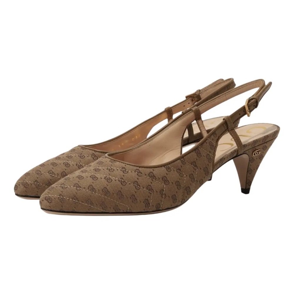 Gucci Brown Marmont Slingback Kitten Heel Pumps